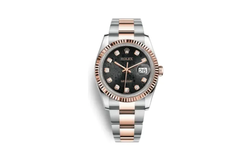 Rolex Datejust 36 Rolesor Everose Fluted / Oyster / Black Computer
