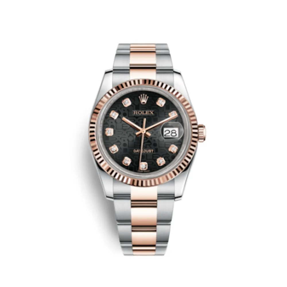 Rolex Datejust 36 Rolesor Everose Fluted / Oyster / Black Computer