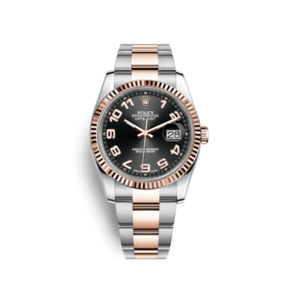 Rolex Datejust 36 Rolesor Everose Fluted / Oyster / Black Arabic