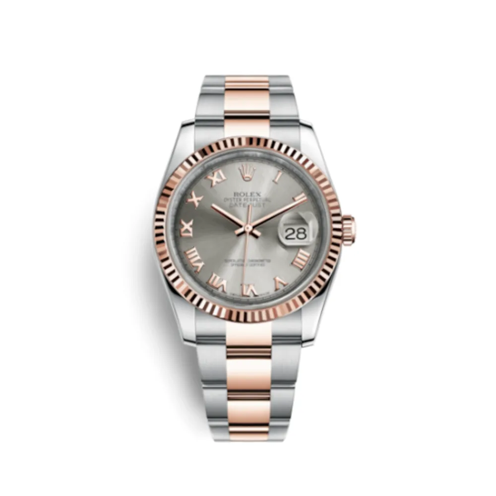 Rolex Datejust 36 Rolesor Everose Fluted / Oyster / Steel Roman