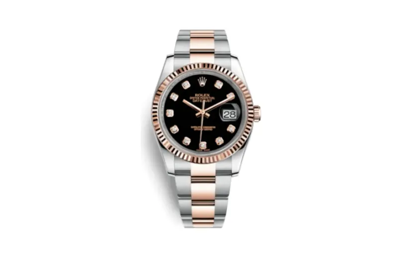 Rolex Datejust 36 Rolesor Everose Fluted / Oyster / Black Diamond