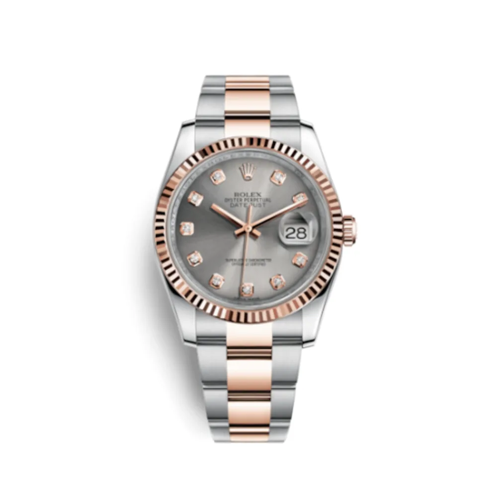 Rolex Datejust 36 Rolesor Everose Fluted / Oyster / Steel Diamonds