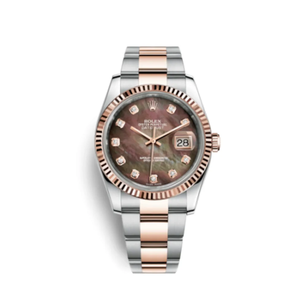 Rolex Datejust 36 Rolesor Everose Fluted / Oyster / Black MOP