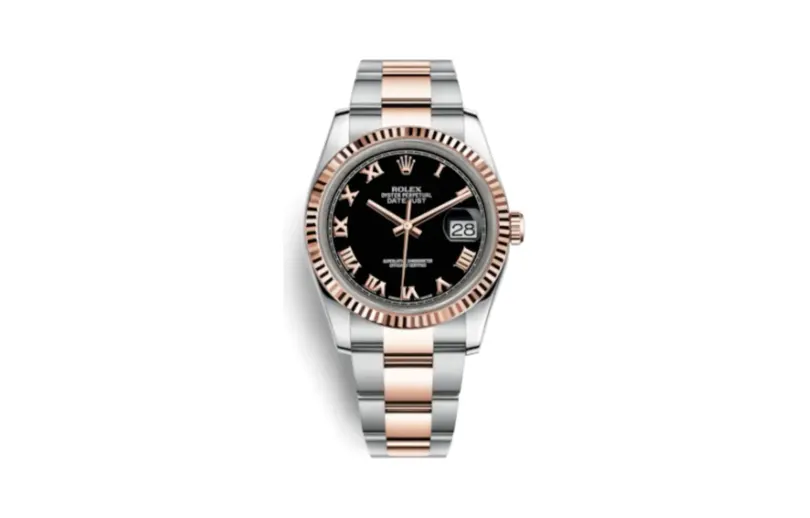 Rolex Datejust 36 Rolesor Everose Fluted / Oyster / Black Roman