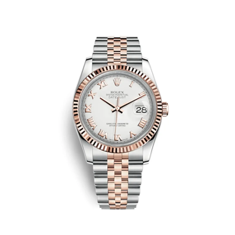 Rolex Datejust 36 Rolesor Everose Fluted / Jubilee / White Roman