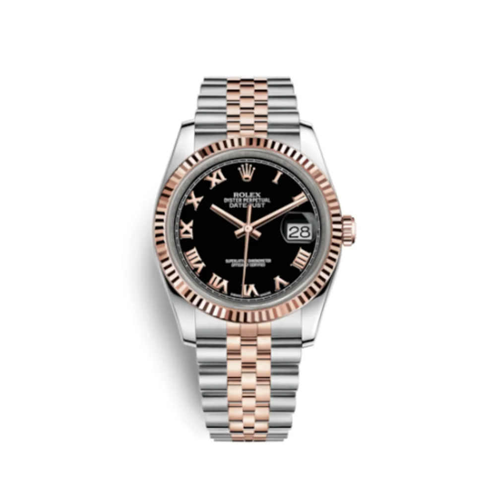 Rolex Datejust 36 Rolesor Everose Fluted / Jubilee / Black Roman