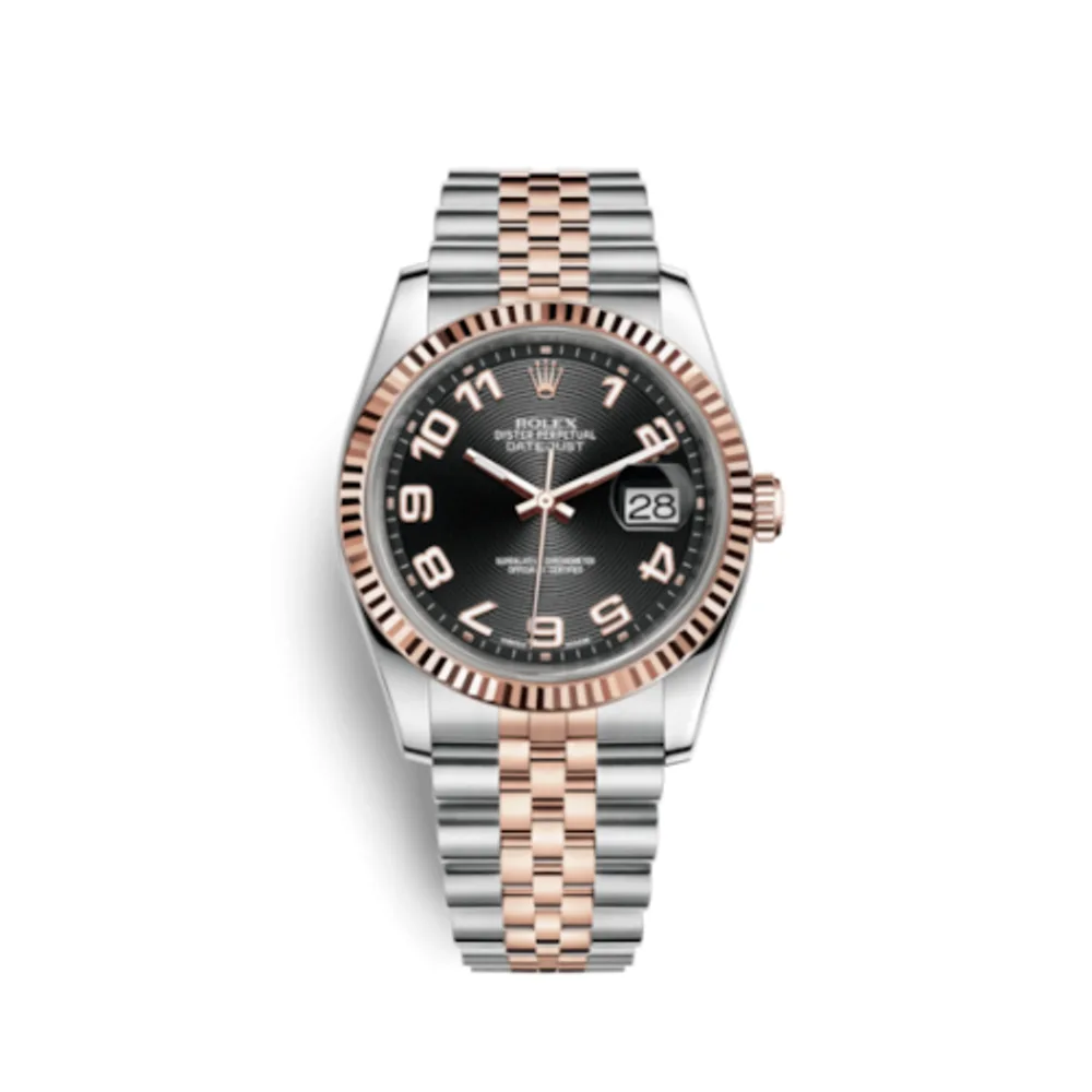 Rolex Datejust 36 Rolesor Everose Fluted / Jubilee / Black Arabic