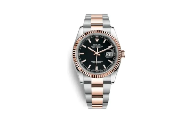 Rolex Datejust 36 Rolesor Everose Fluted / Oyster / Black