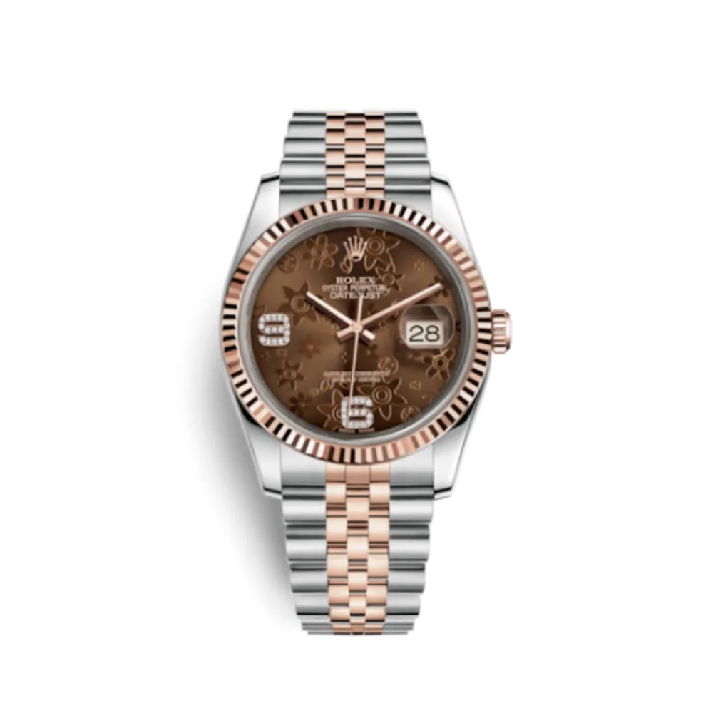 Rolex Datejust 36 Rolesor Everose Fluted / Jubilee / Chocolate Floral