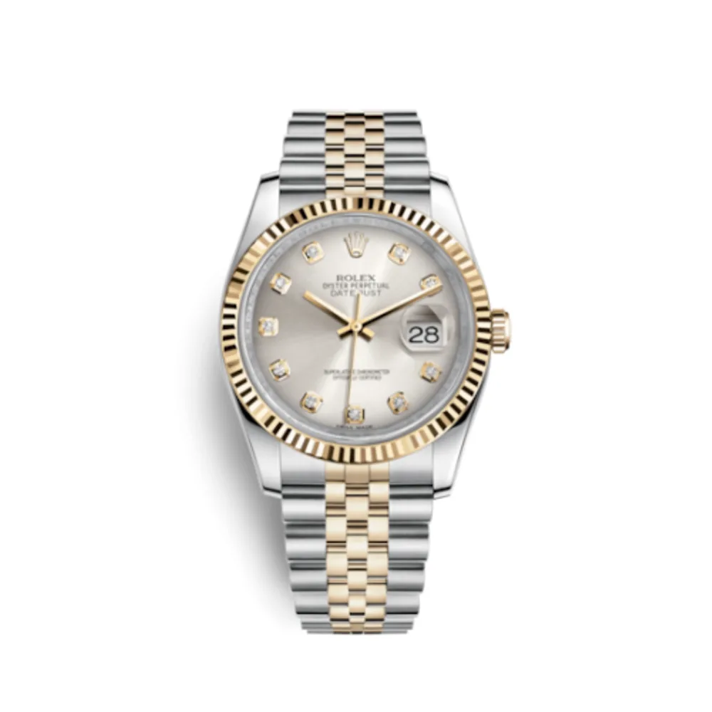 Rolex Datejust 36 Rolesor Yellow Fluted / Jubilee / Silver Diamonds
