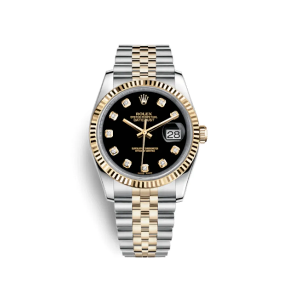 Rolex Datejust 36 Rolesor Yellow Fluted / Jubilee / Black Diamond