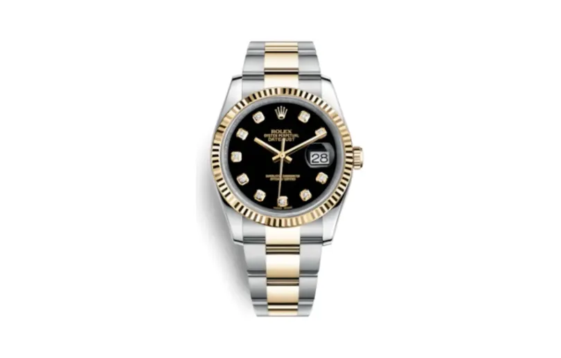 Rolex Datejust 36 Rolesor Yellow Fluted / Oyster / Black Diamond
