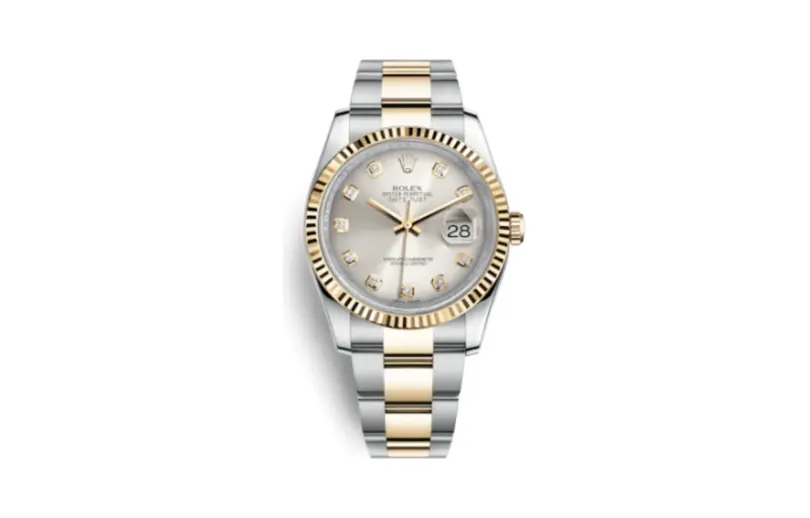 Rolex Datejust 36 Rolesor Yellow Fluted / Oyster / Silver Diamonds