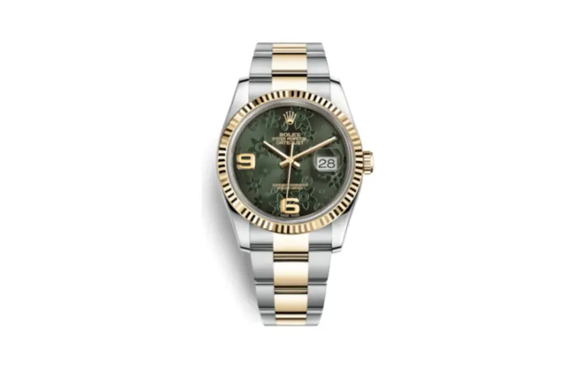 Rolex Datejust 36 Rolesor Yellow Fluted / Oyster / Green Floral
