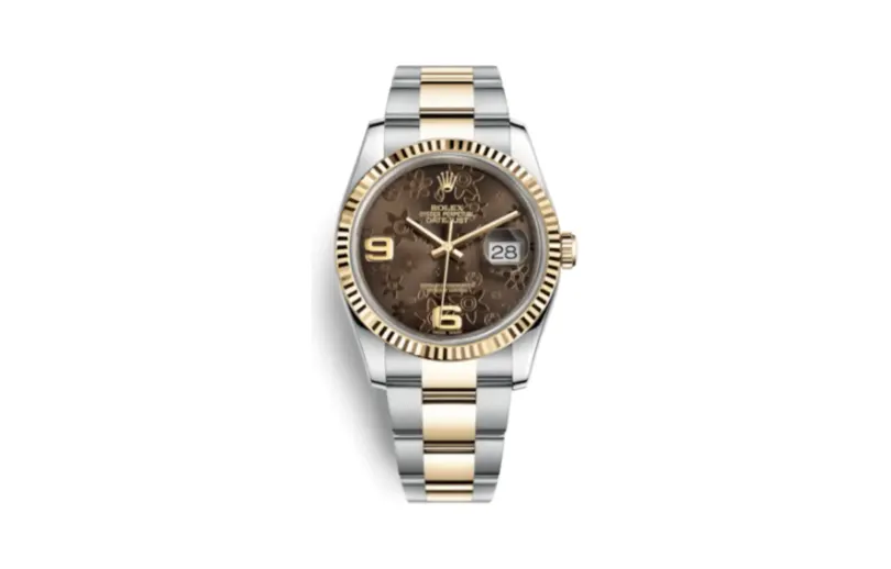 Rolex Datejust 36 Rolesor Yellow Fluted / Oyster / Bronze Floral