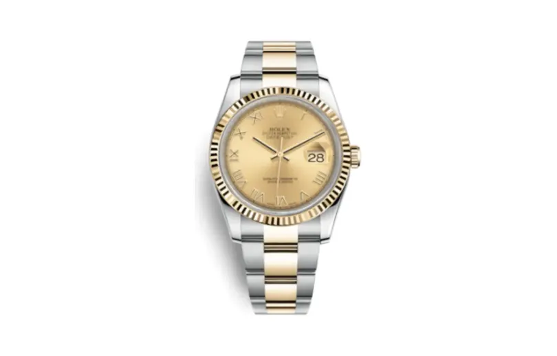 Rolex Datejust 36 Rolesor Yellow Fluted / Oyster / Champagne Roman