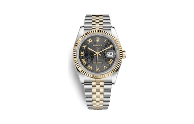 Rolex Datejust 36 Rolesor Yellow Fluted / Jubilee / Black Computer Roman