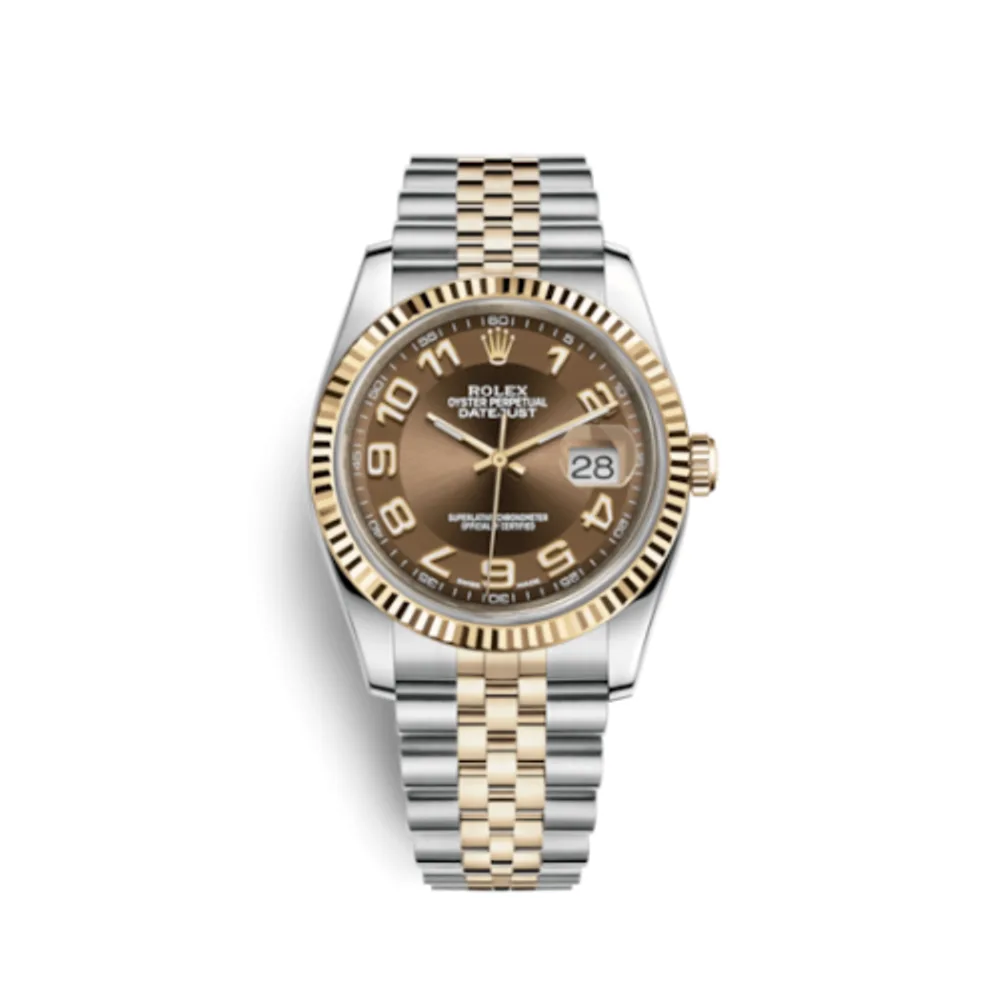 Rolex Datejust 36 Rolesor Yellow Fluted / Jubilee / Bronze Arabic