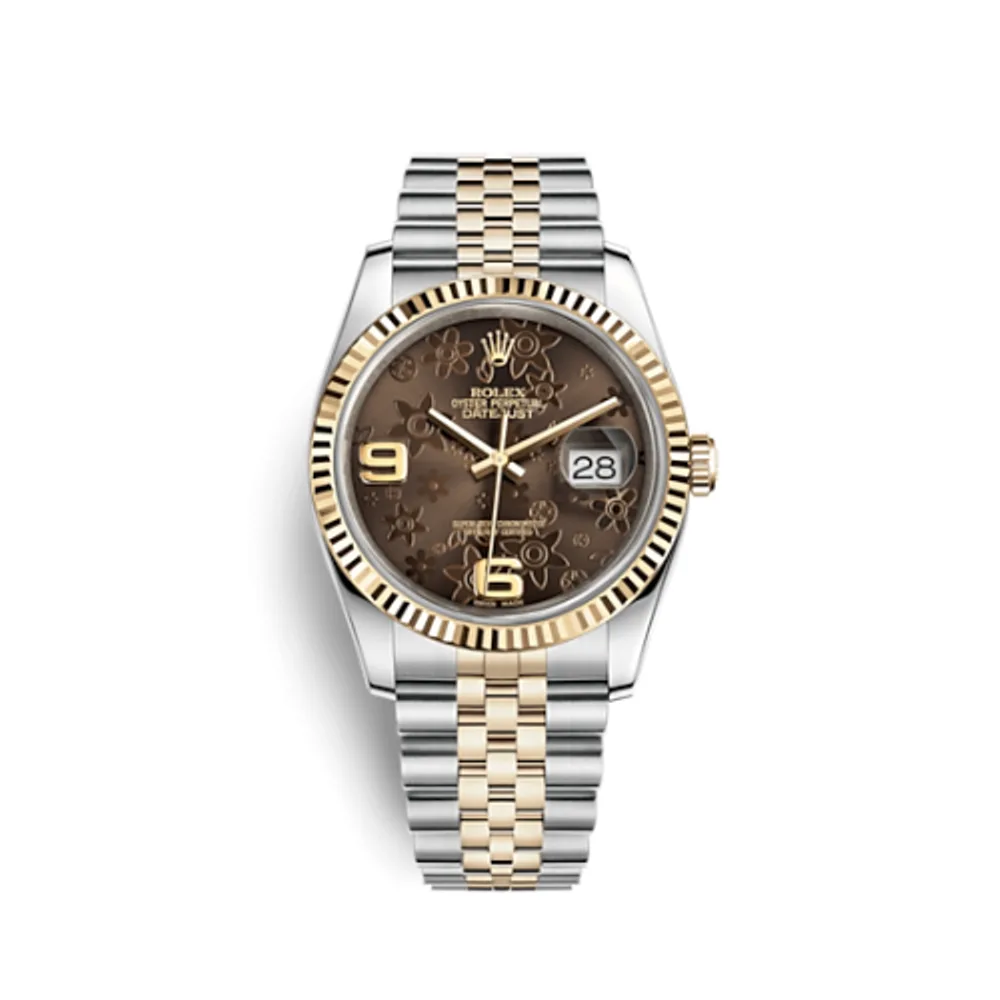 Rolex Datejust 36 Rolesor Yellow Fluted / Jubilee / Bronze Floral