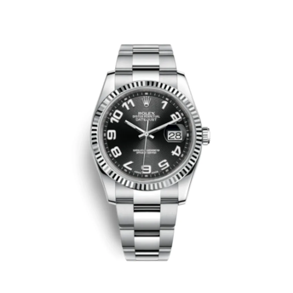 Rolex Datejust 36 Stainless Steel Fluted / Oyster / Black Arabic