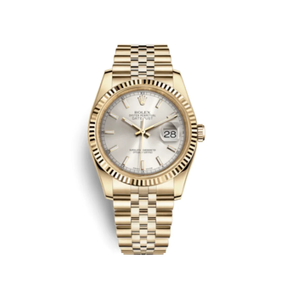 Rolex Datejust 36 Yellow Gold Fluted / Jubilee / Silver