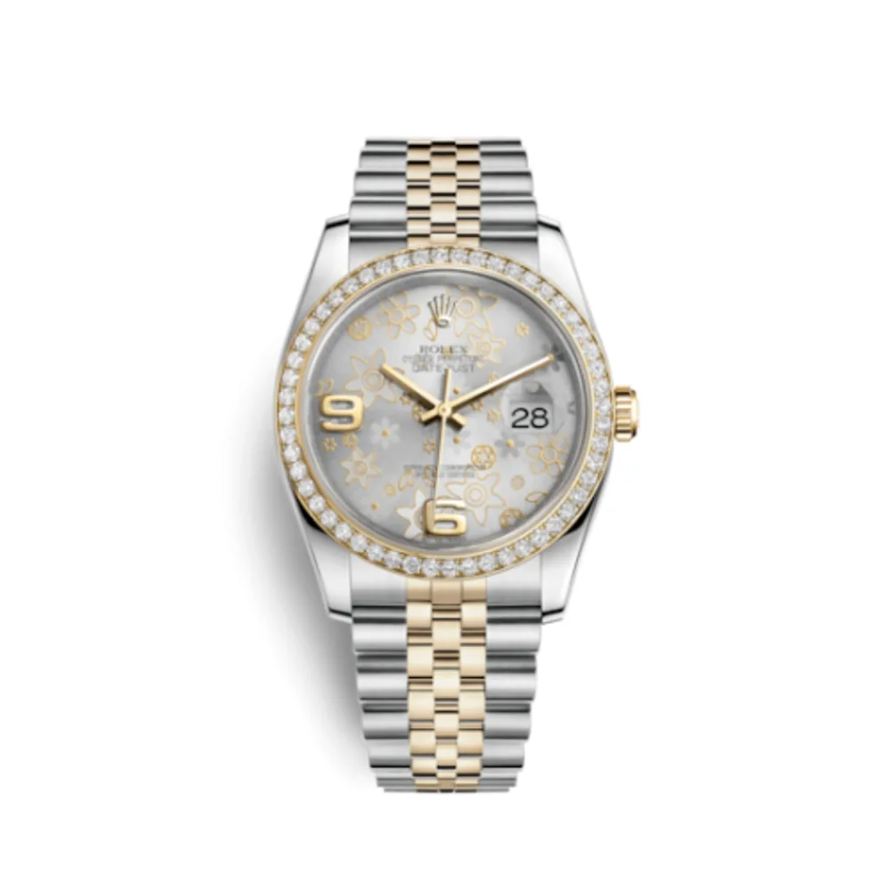 Rolex Datejust 36 Rolesor Yellow Diamond / Jubilee / Silver Floral