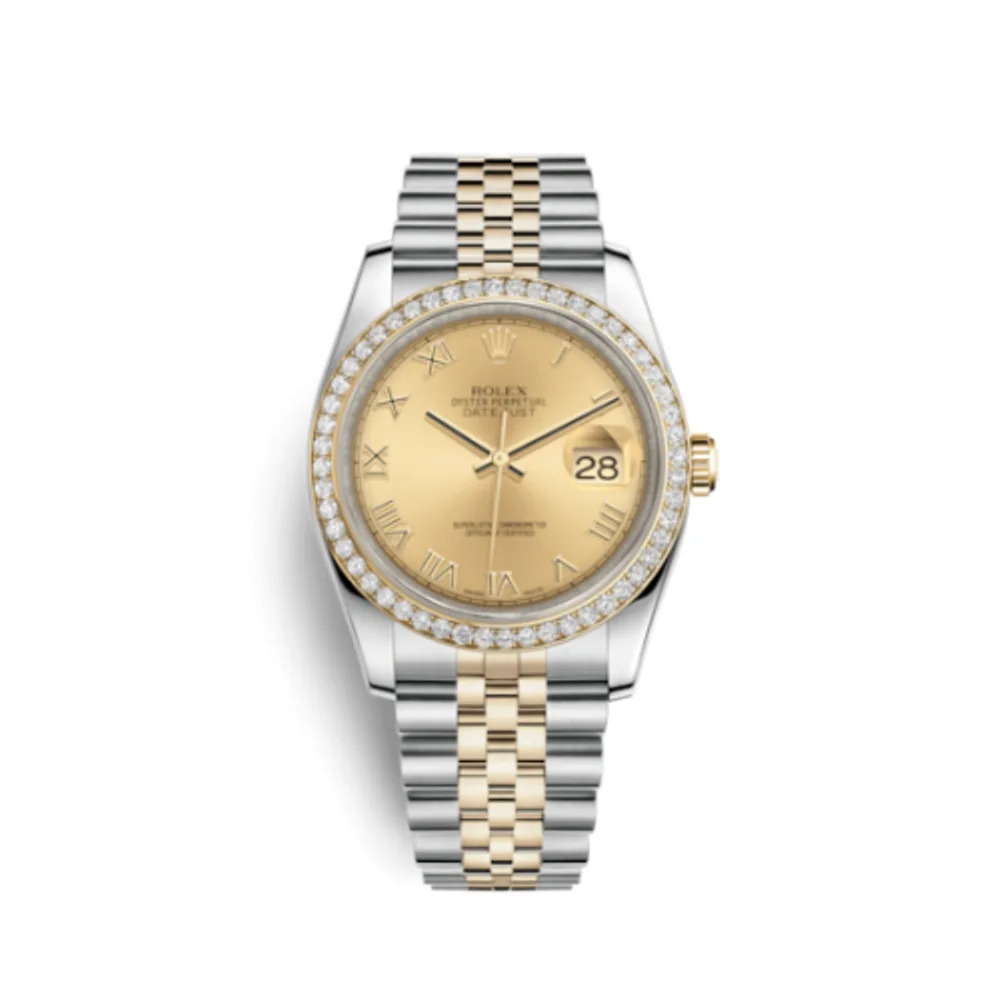 Rolex Datejust 36 Rolesor Yellow Diamond / Jubilee / Champagne Roman