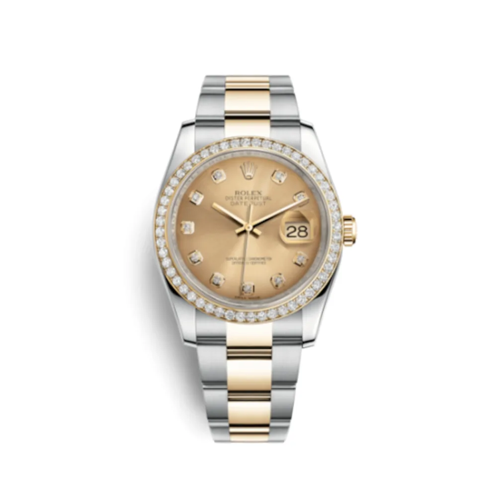 Rolex Datejust 36 Rolesor Yellow Diamond / Oyster/ Champagne Diamond