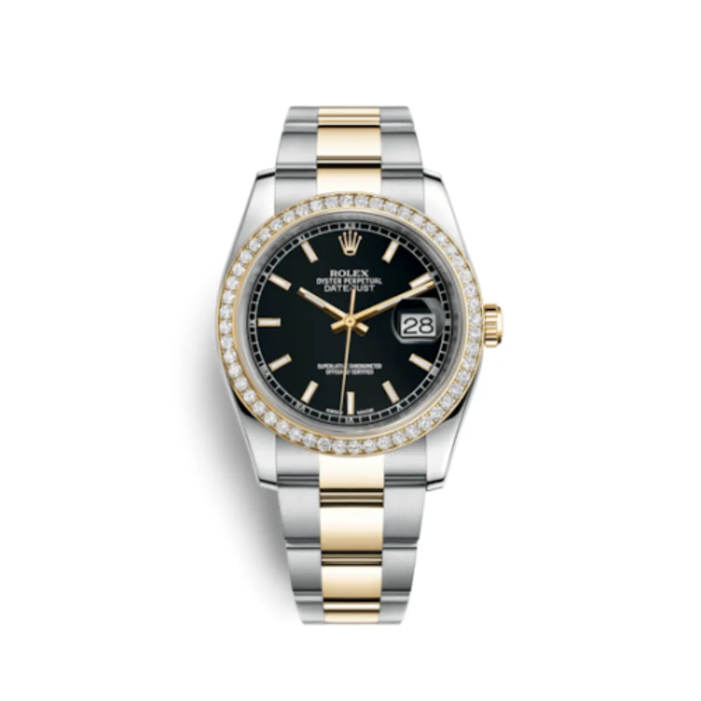 Rolex Datejust 36 Rolesor Yellow Diamond / Oyster / Black