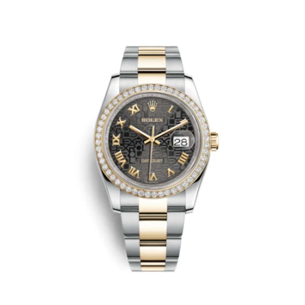 Rolex Datejust 36 Rolesor Yellow Diamond / Oyster / Black Computer Roman