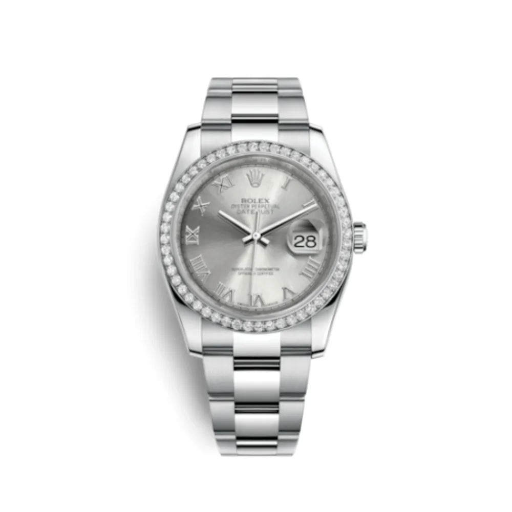 Rolex Datejust 36 Stainless Steel Diamond / Oyster / Rhodium Roman