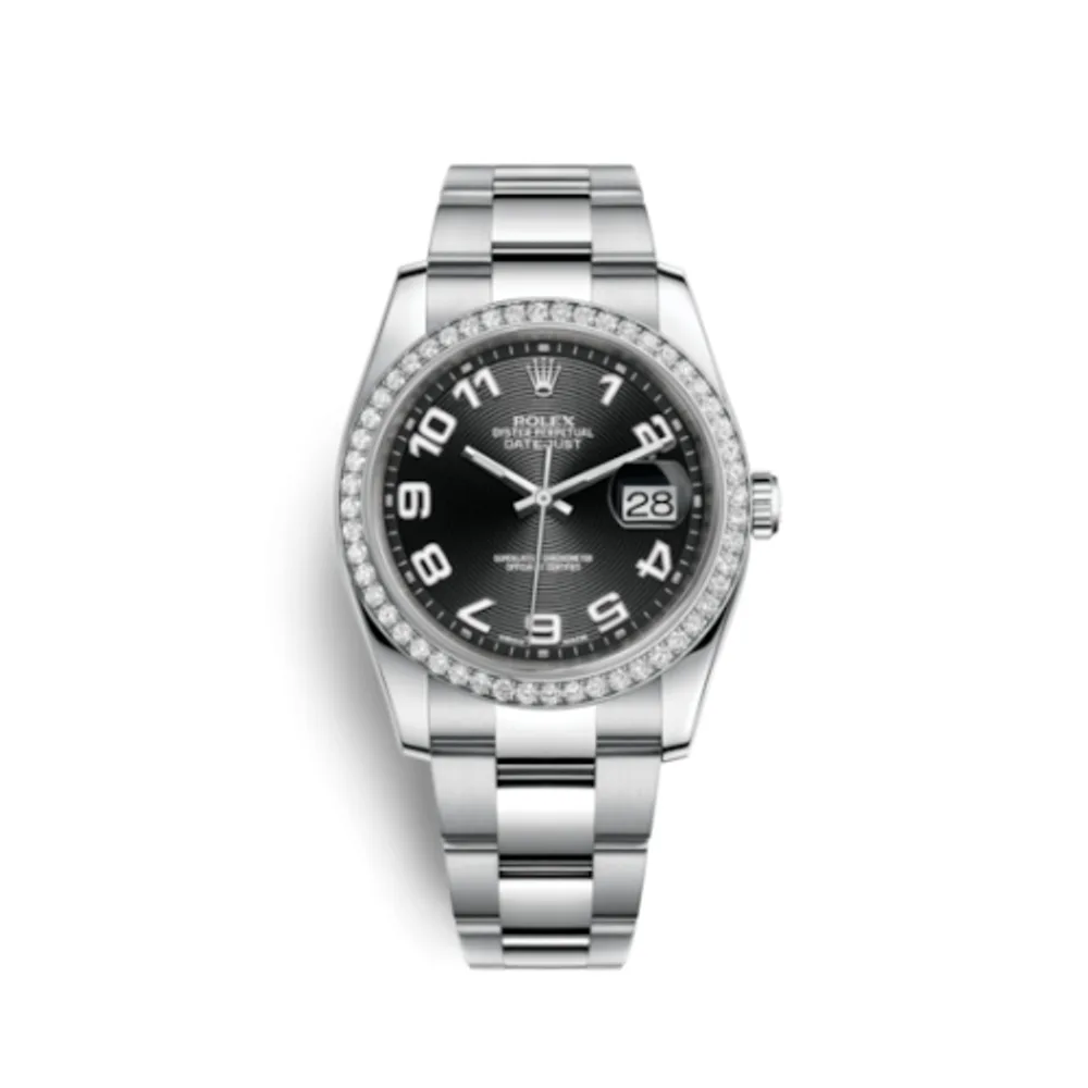 Rolex Datejust 36 Stainless Steel Diamond / Oyster / Black Arabic
