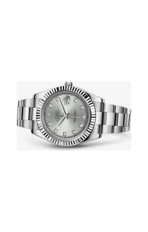 Rolex Datejust II Fluted Silver Diamonds