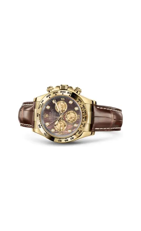 Rolex Cosmograph Daytona Yellow Gold / Black Mother of Pearl / Strap