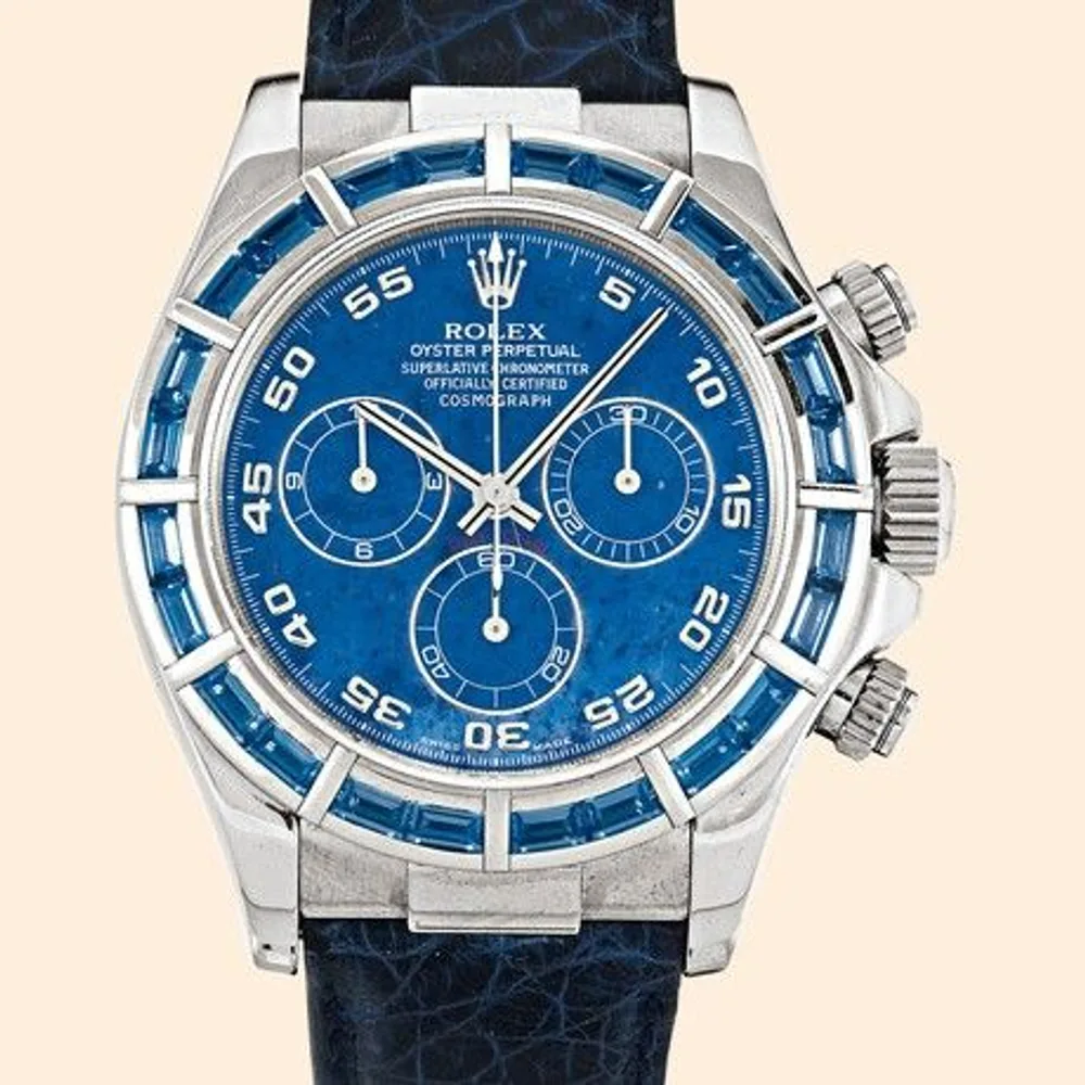 Rolex Daytona White Gold Blue Sapphire Strap Sodalite
