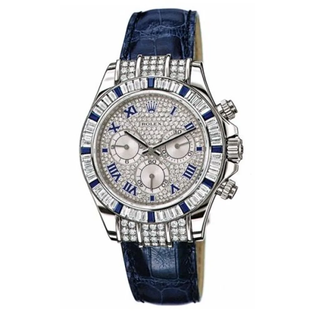 Rolex Daytona White Gold Diamond Sapphire Strap