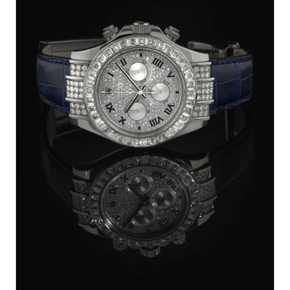 Rolex Daytona White Gold Diamond Strap Roman