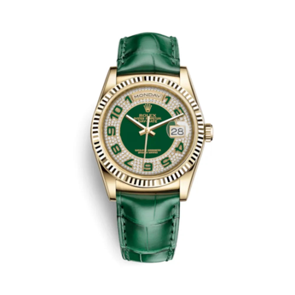Rolex Day-Date 36 Yellow Gold / Strap / Green Arabic