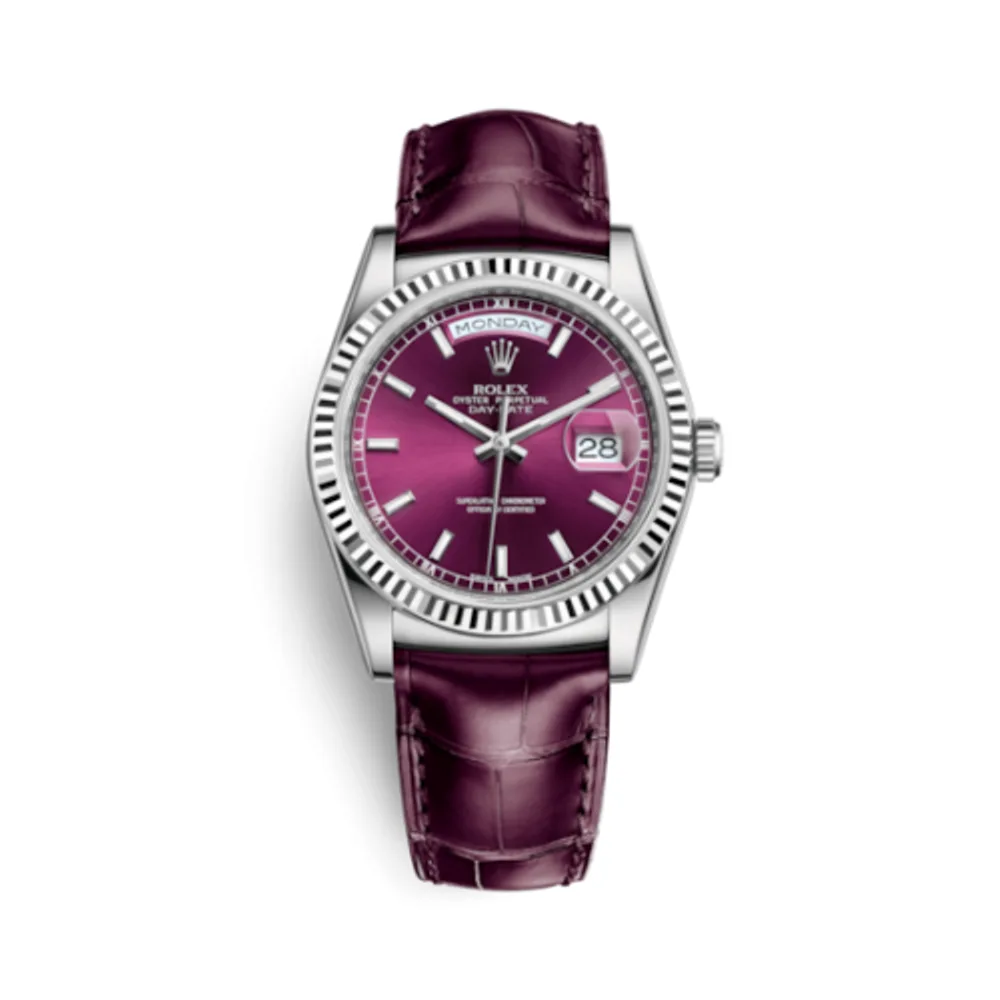 Rolex Day-Date 36 White Gold / Strap / Cherry