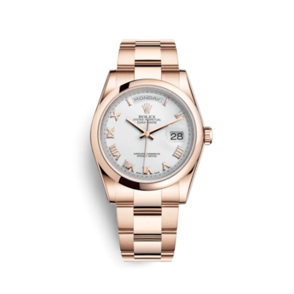 Rolex Day-Date 36 Everose Domed / Oyster / White Roman