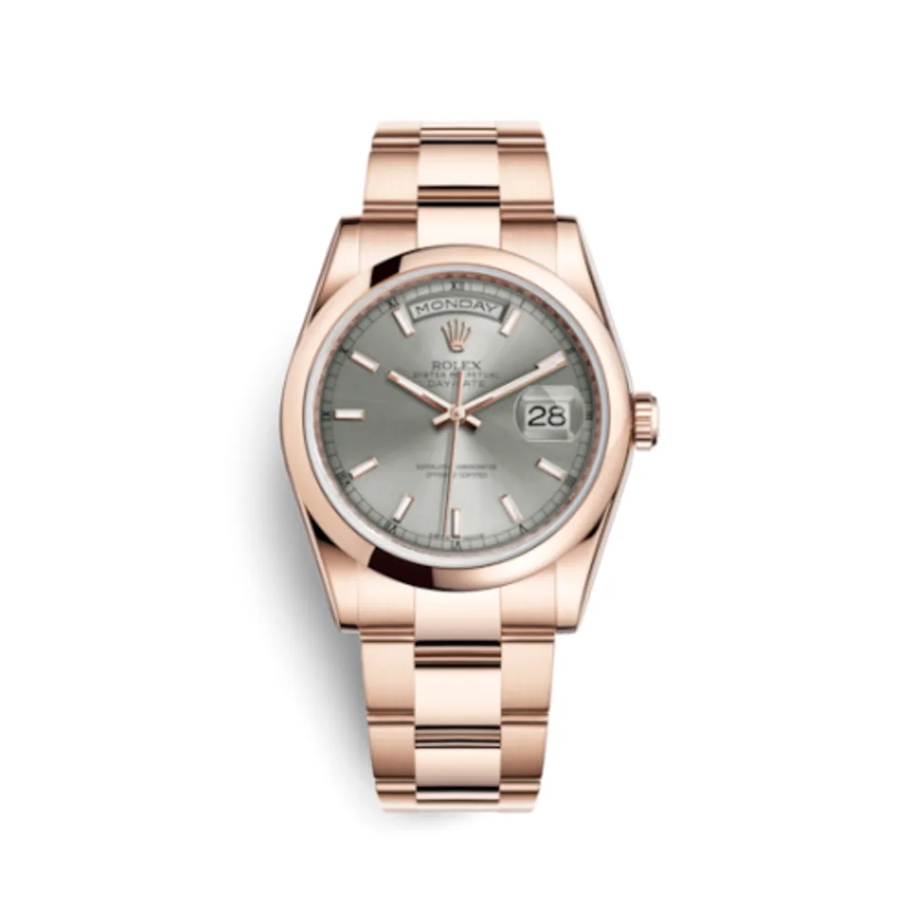 Rolex Day-Date 36 Everose Domed / Oyster / Rhodium