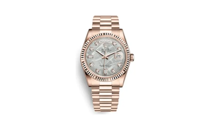 Rolex Day-Date 36 Everose Fluted / President / Meteorite