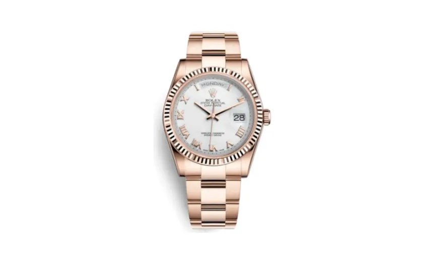 Rolex Day-Date 36 Everose Fluted / Oyster / White Roman