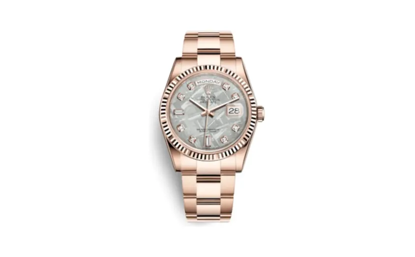 Rolex Day-Date 36 Everose Fluted / President / Meteorite Diamonds