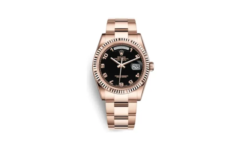 Rolex Day-Date 36 Everose Fluted / Oyster / Black Arabic