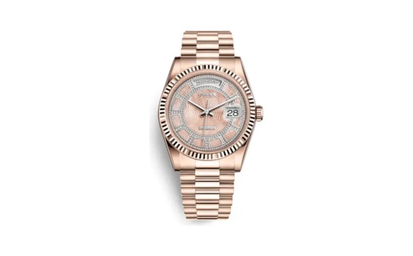 Rolex Day-Date 36 Everose Fluted / President / Pink MOP Carousel
