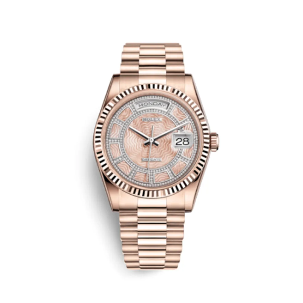 Rolex Day-Date 36 Everose Fluted / President / Pink MOP Carousel