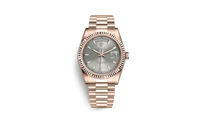 Rolex Day-Date 36 Everose Fluted / President / Rhodium