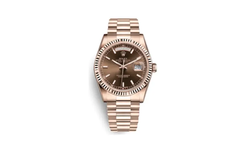 Rolex Day-Date 36 Everose Fluted / President / Chocolate