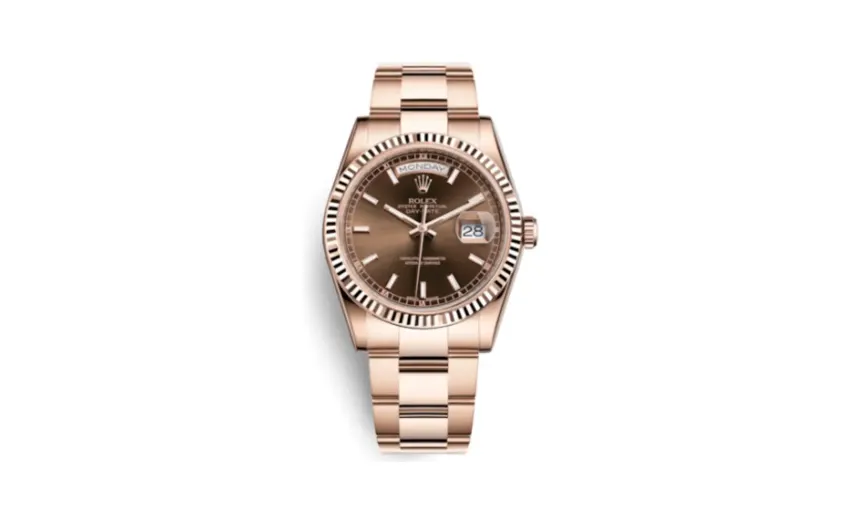 Rolex Day-Date 36 Everose Fluted / Oyster / Chocolate